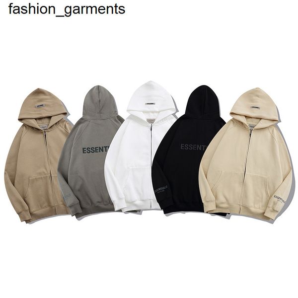 

men's hoodies sweatshirts essential new double thread reflective zipper sweater men's and women's hooded cardigan, Black