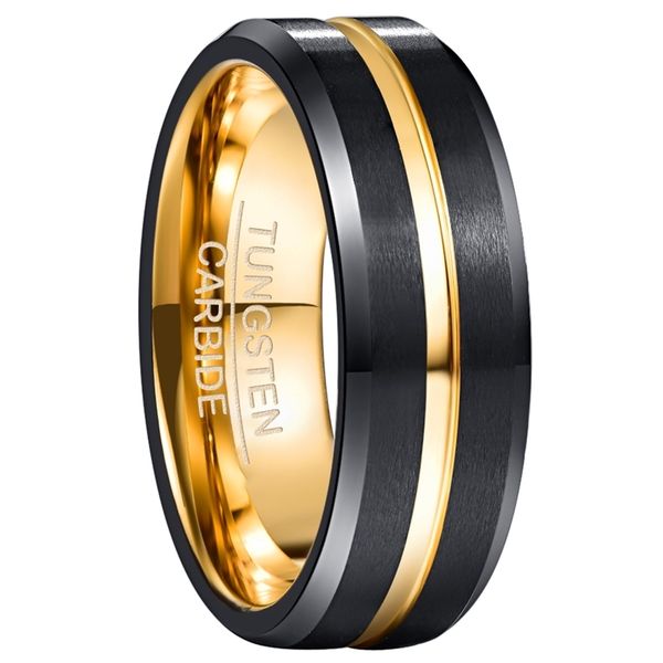 

cluster rings tungsten carbide ring 8mm wide electroplated black golden frosted surface tungsten steel ring 220921, Golden;silver