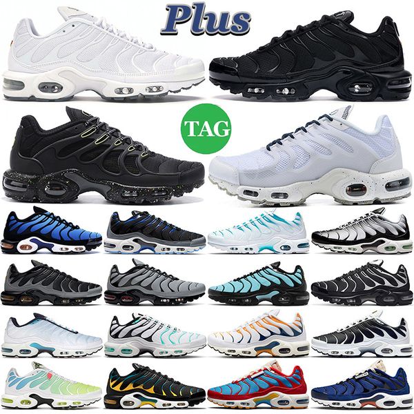 

plus tn basketball shoes running men women terrascape triple black white navy hyper blue fury jade mens trainers outdoor sports sneakers 36-