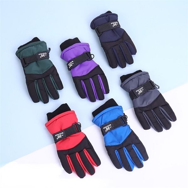

childrens finger gloves windproof warm ski riding winter outdoor kids snow skating snowboarding children waterproof breathable mittens 22092, White