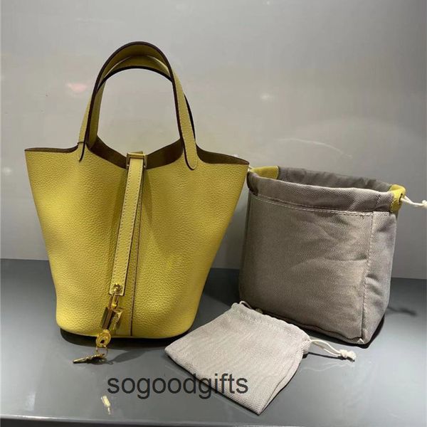 

women's designer bags picotin lock herme handbags tote bag 2022 new vegetable basket togo pattern head leather bucket bag mother hand w