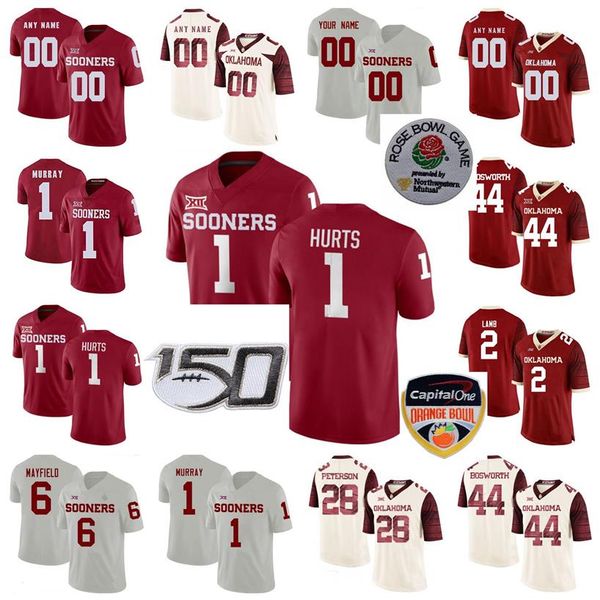 

oklahoma sooners jerseys jalen hurts jersey kyler murray baker mayfield adrian peterson brian bosworth ncaa football jerseys custom sti299f, Black