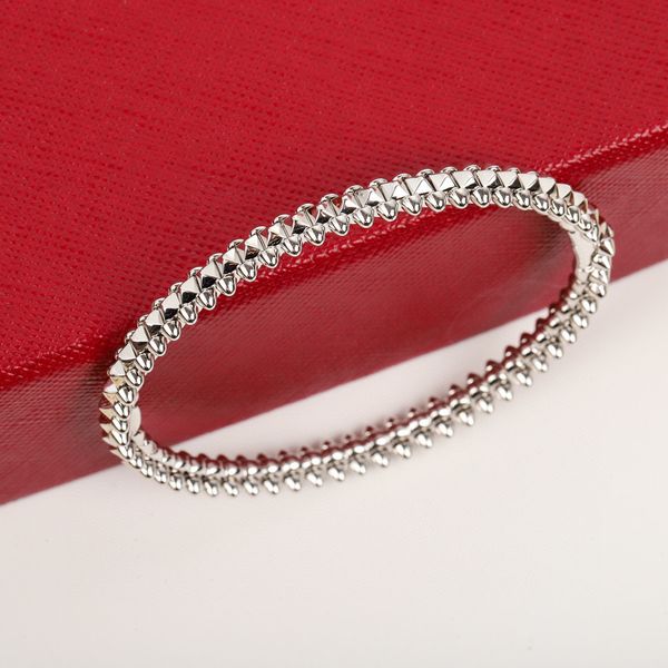 

2023 luxury quality charm punk band bangle bracelet in two colors plated have stamp box special desin ps3416a, Black