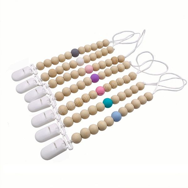 

wooden baby pacifier clip anti-chain infant pacifiers chain toy newborn nipple holder baby product