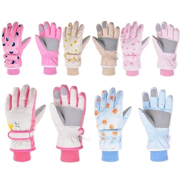 

childrens finger gloves winter warm baby children waterproof windproof thick plush ski sports cartoon thermal padded mitten for 410y kids 22, White