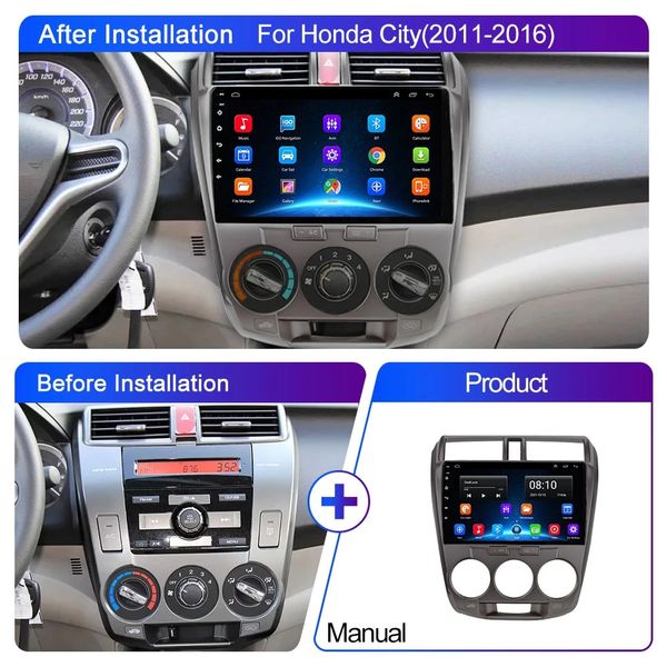 

10 inch in car video screen android gps navigation player for honda city 2007-2011