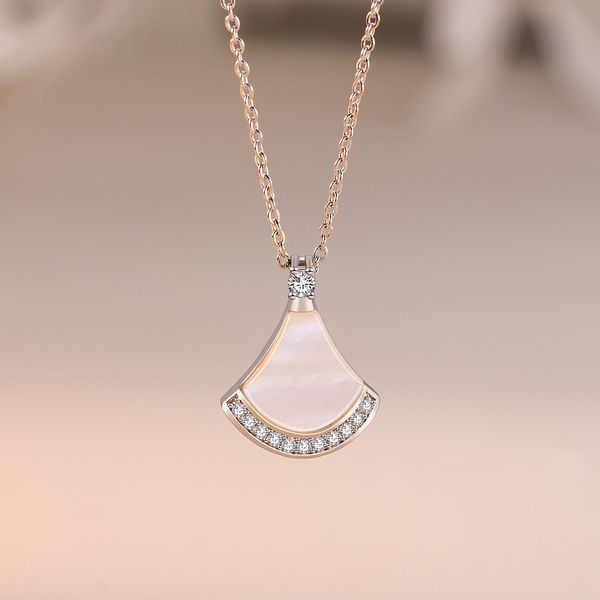 

luxury necklace designer gold necklaces small fan skirt diamond necklace for women charm pendants stainless steel chains tennis chain, Silver