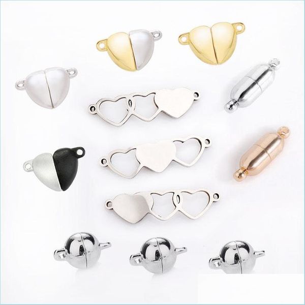 

charms fashion alloy heart magnet charm metal love magnetic buckle for diy couple friendship jewelry bracelet necklace making accesso dhbmb, Bronze;silver