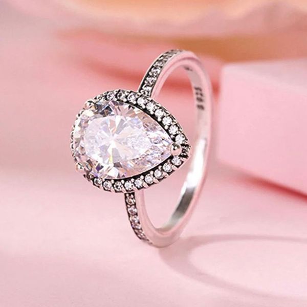 

925 sterling silver radiant teardrop ring with cz fit pandora jewelry engagement wedding lovers fashion ring for women