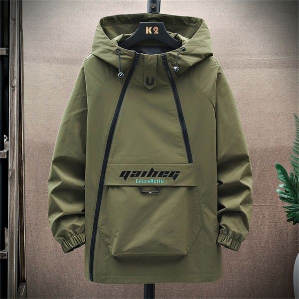 

men s jackets spring autumn streetwear thin hip hop hooded short zipper windbreaker coat casual harajuku bomber clothing 220921, Black;brown