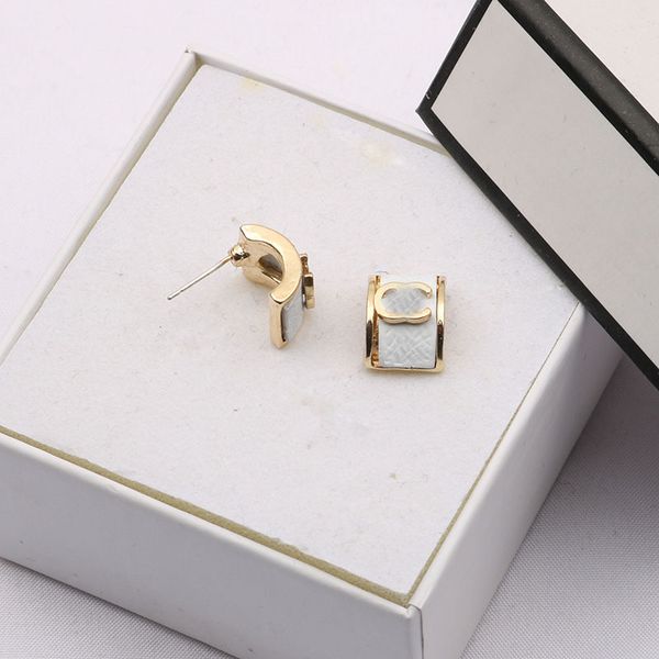 

sweet girls stud 18k gold plated luxury brand designers letters stud clip chain geometric famous women 925 silver candy color oil drip earri, Golden;silver