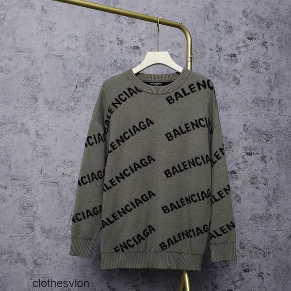 

sweaters autumn sweater designer knitted balenciga round casual men's winter neck letter jacquard fashion loose wear brand paris w3xb, White;black