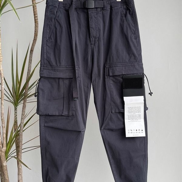 

men's pants autumn and winter men's overalls machine leisure function wind pocket drawcord belt splicing pocket loose overalls 220, Black