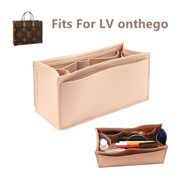 

fits for onthego felt cloth insert bag organizer makeup handbag shaper on the go organizer portable cosmetic bags 210322254d