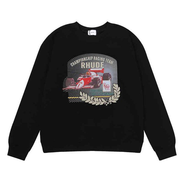 

hoody mens women rhudes designers essentials hoodies fashion ins chic racing gran prix circuit de monaco round neck pullover luxury loose, Black