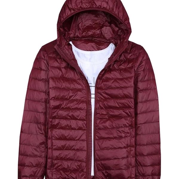 

men's down parkas winter coat duck jacket ultra light thin hooded portable windproof puffer male overcoat 6xl 220922, Black