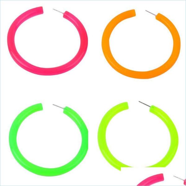 

hoop huggie hoop hie fishsheep 65mm acrylic big earrings for women rock punk fluorescent green yellow large round hoop jewelshops dhpfd, Golden;silver