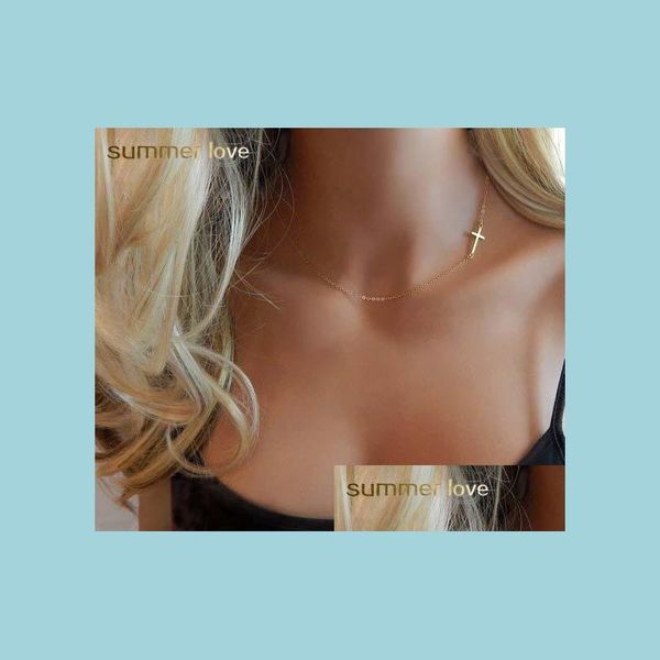 

pendant necklaces stainless steel cross pendant choker necklace for women adjustable chain jewelry gift drop delivery 2021 necklaces dhod3, Silver