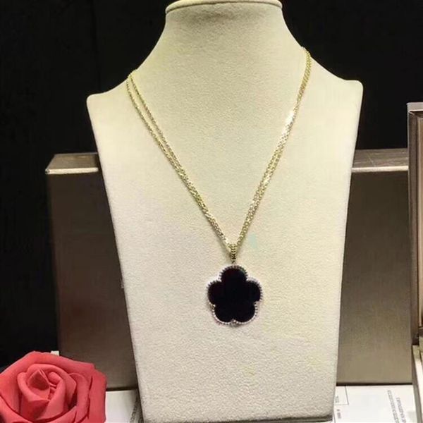 

classic luxury designer jewelry women necklace gold chain stainless steel fashion white shell leaf pendant for woman329i, Silver