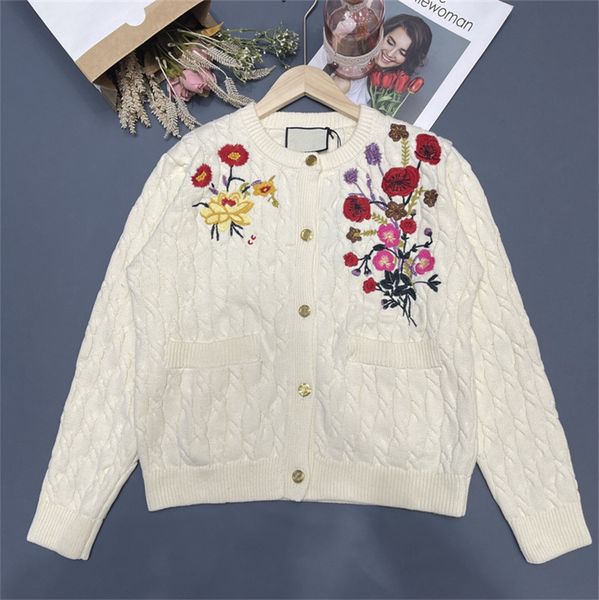 

women's sweaters and knit cardigan beige jumper dress heavy craft tide embroidery flowers fashion all-match female sweater jacket for a, White;black