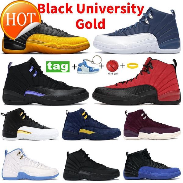 

2022 indigo 12s 12 men basketball shoes black university gold dark concord white dark grey fiba gym red taxi mens sneakers low easter