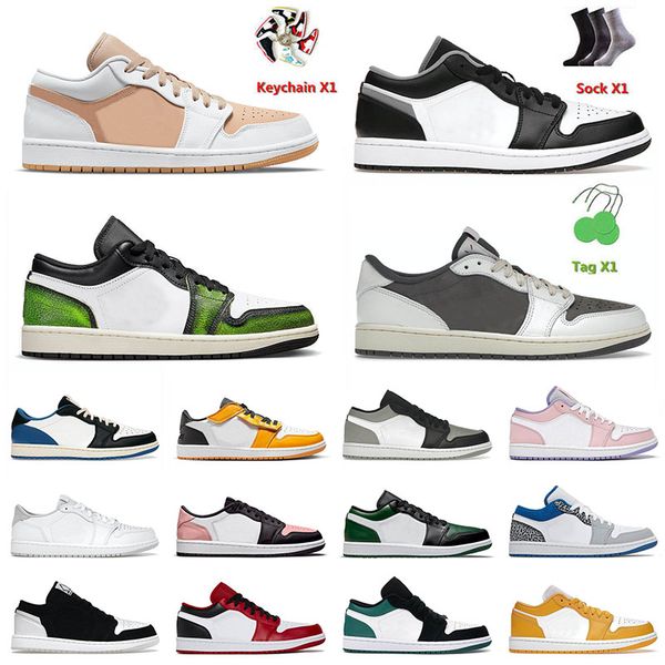

2022 arrival jumpman basketball shoes 1 1s low fragment x neutral grey pollen white tan bred toe green toe cactus jack mens women sports tra
