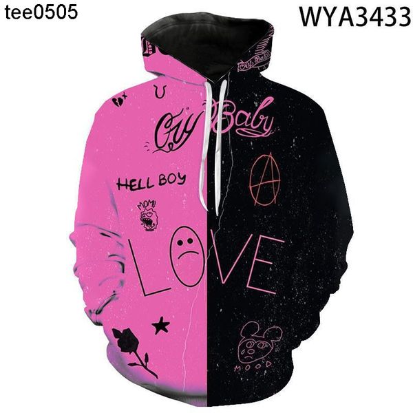 

rapper lil peep 3d printing graffit digital print hoodie can be customized, Black