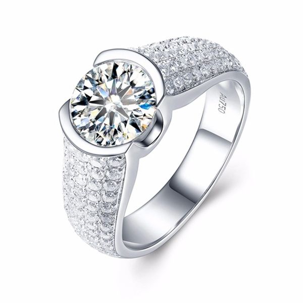 

wedding rings engagement ring 2 carat 8 0mm df color d vvs1 round brilliant cut solid 10k white gold 220921, Slivery;golden