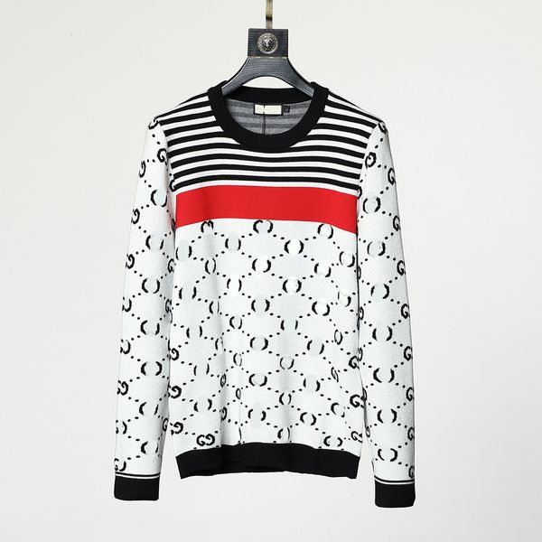 

men's sweater black and white yellow coffee knit wool warm classic color letters cartoon brand fashion casual long sleeve luxury pleats, White;black