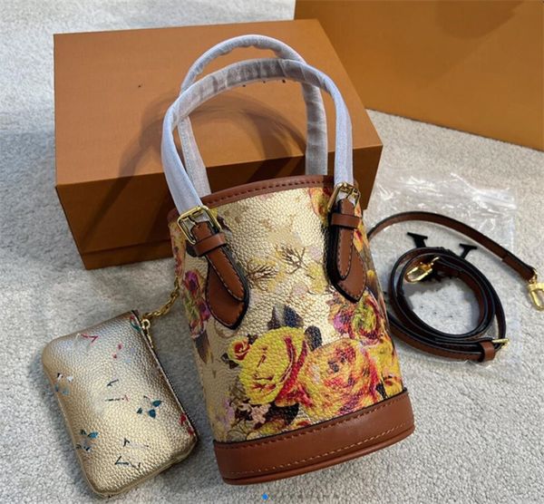 

bags totes designer nano bucket bags handbags mini totes women shoulder crossbody 2pc ladies genuine leather floral monograms wallet luxurys