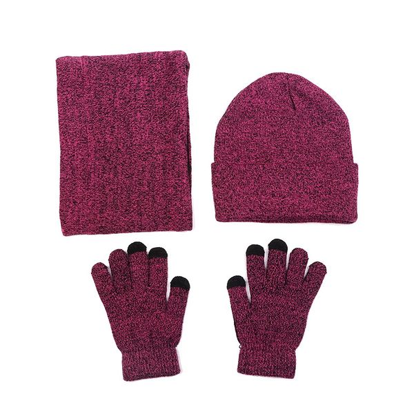 

scarves wraps hats scarves gloves sets fleece lined warm winter knitted men women hat set ring scarf grey wine red 220921, Red;brown