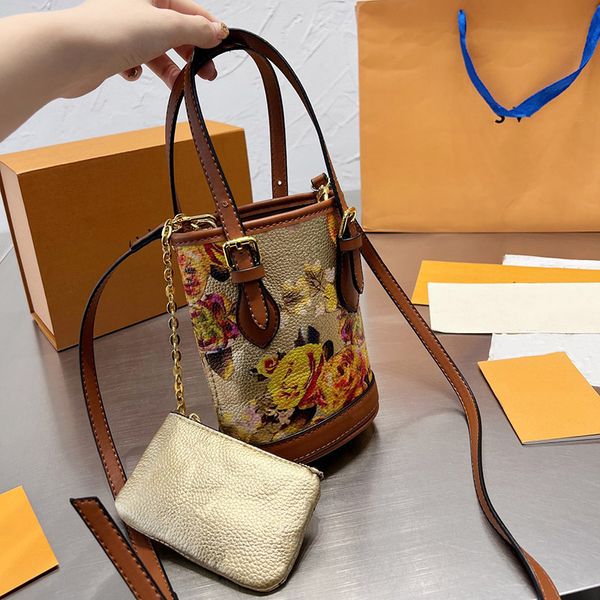 

designer bags fashion women shoulder bag handbags nano bucket tote bag classic floral drawstring messenger purses cross body wallet