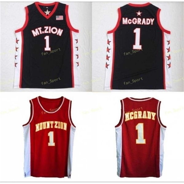 

sj tracy mcgrady 1 mt.zion jerseys men college basketball wildcats mountzion t-mac jersey high school all stitched team color red black