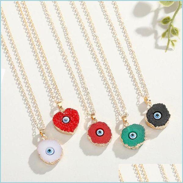 

pendant necklaces inspired jewelry resin druzy evil eye jeart round pendant handmade necklaces christmas party birthday dhseller2010 dhjhk, Silver
