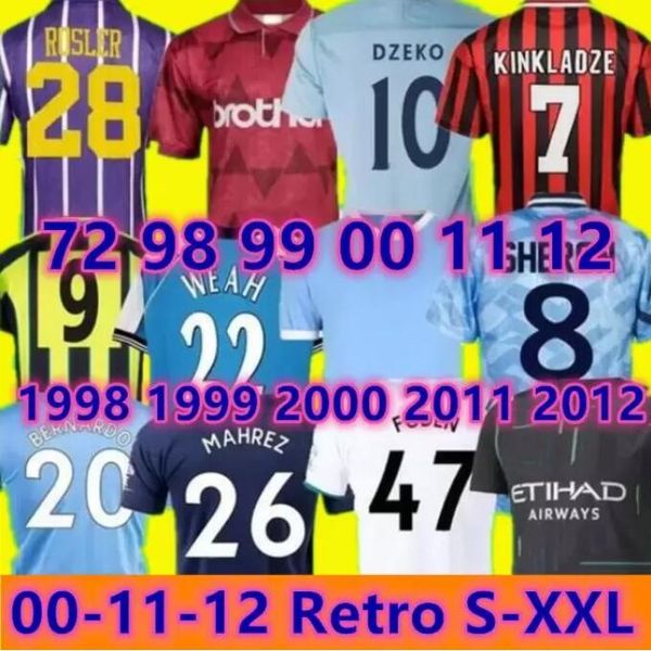 

retro man city soccer jerseys 72 98 99 00 11 12 1998 1999 2000 2011 2012 haaland eidos gallagher weah tevez kun aguero dzeko kompany vintage, Black;yellow