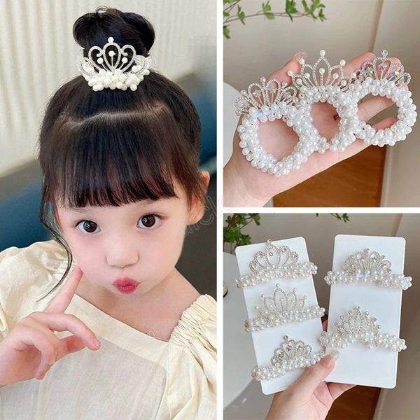 

hair scrunchie crown hairbands girls hair accessories hair ring ties pearl hairband ponytail holder, Slivery;white