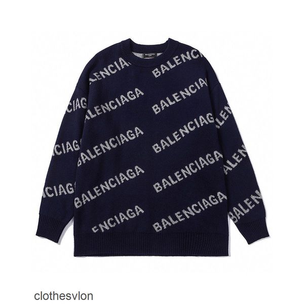 

round sweater knitted balenciga casual sweaters designer autumn men's winter neck letter jacquard fashion loose wear brand paris pwni, White;black