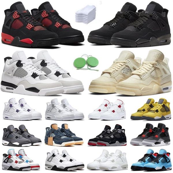 

4 4s men women basketball shoes sneaker military black cat sail white oreo cement red thunder unc blue lightning infrared royalty grey 224l
