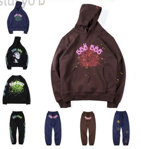

2022 designer kanyes style spider 555 hoodie jacket spi5er 555 fashion streetwear printed men's and women's couple's sweater, Black