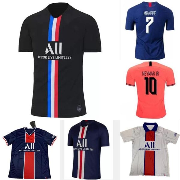 

18 19 20 retro hakimi soccer jerseys ramos mbappe icardi di maria maillot de foot kimpembe marq man football top, Black