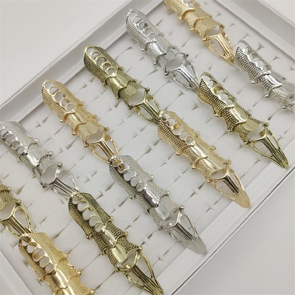 

cluster rings wedding 12pcslot punk big alloy ring man rock scroll joint armor knuckle metal full finger claw halloween cosplay jewelry woma, Golden;silver
