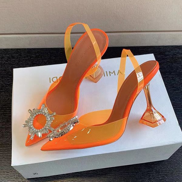 

pvc pumps sandals women 's dress shoe 9.5cm party shoes crystal-embellished buckle luxury designers cowhide sole perfectly restore amin, Black