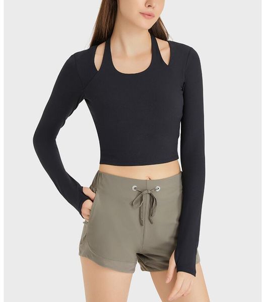 

fashion versatile long sleeve women's yoga outfits shirt slim skinny fitness gym clothes tees