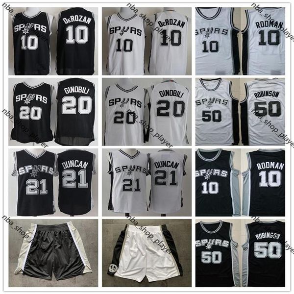 

ncaa mens basketball shirts demar derozan 10 manu ginobili 20 tim duncan 21 rodman 10 david maurice robinson 50 basketball jerseys shor250d, Black