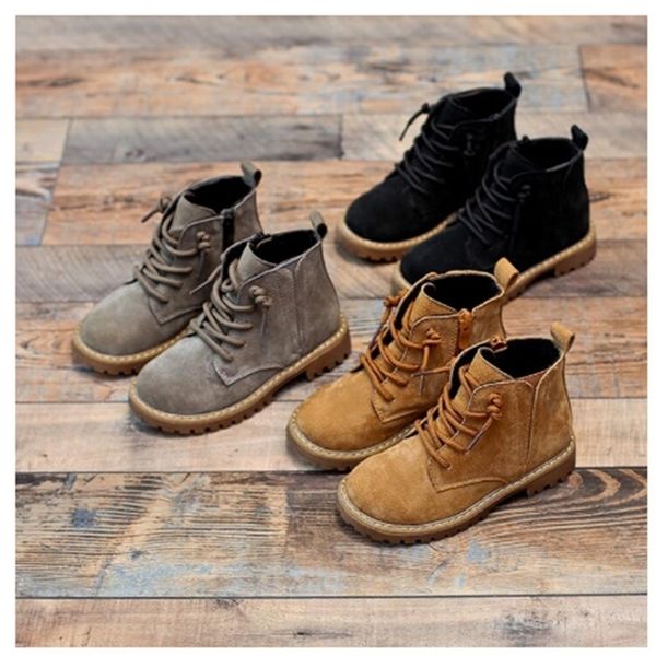 

boots genuine leather kids martin boys snow shoes waterproof warm fur children ankle toddler winter sneakers 220921, Black;grey