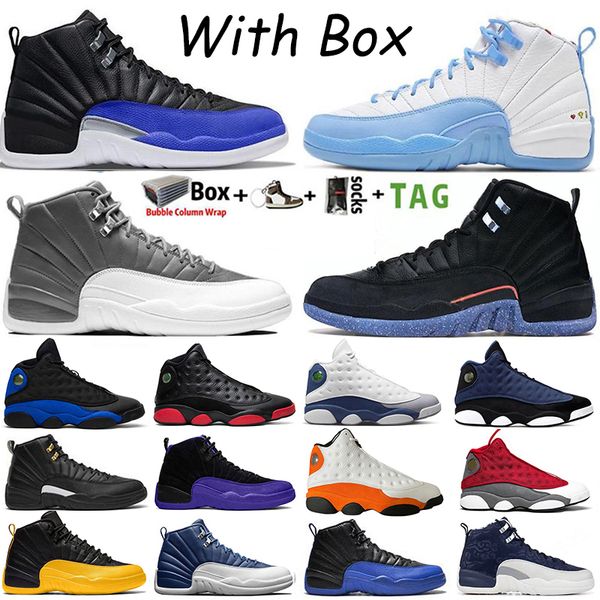 

2022 with box mens basketball shoes jumpman 12 high og 12s university blue hyper royal stealth utility indigo 13 13s french blue black cat s, White;red