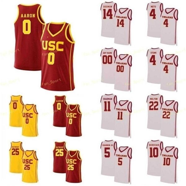 

sj ncaa college usc trojans basketball jersey 5 derryck thornton nikola vucevic 10 derozan 1 young custom stitched, Black