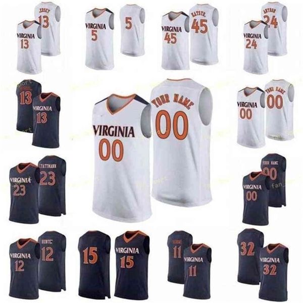 

sj ncaa college virginia cavaliers basketball jersey 11 ty jerome 12 chase coleman de'andre hunter 13 grant kersey morsell custom stitc, Black