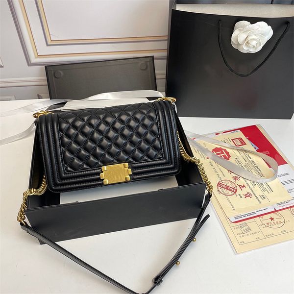 

luxury designer boy bags classic chain flap quilted bag women calfskin caviar leather shoulder bags crossbody handbags purses tote lady clut