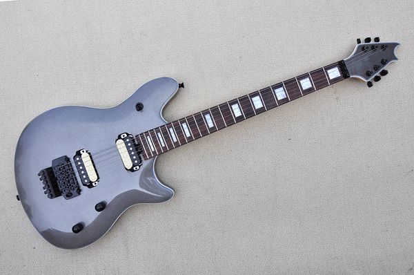 

factory custom metal gray electric guitar with rosewood fretboard double rock bridge chrome hardware can be customized